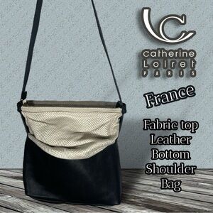 Catherine Loiret Paris France Boutique Leather Slouchy Fabric Shoulder Bag
